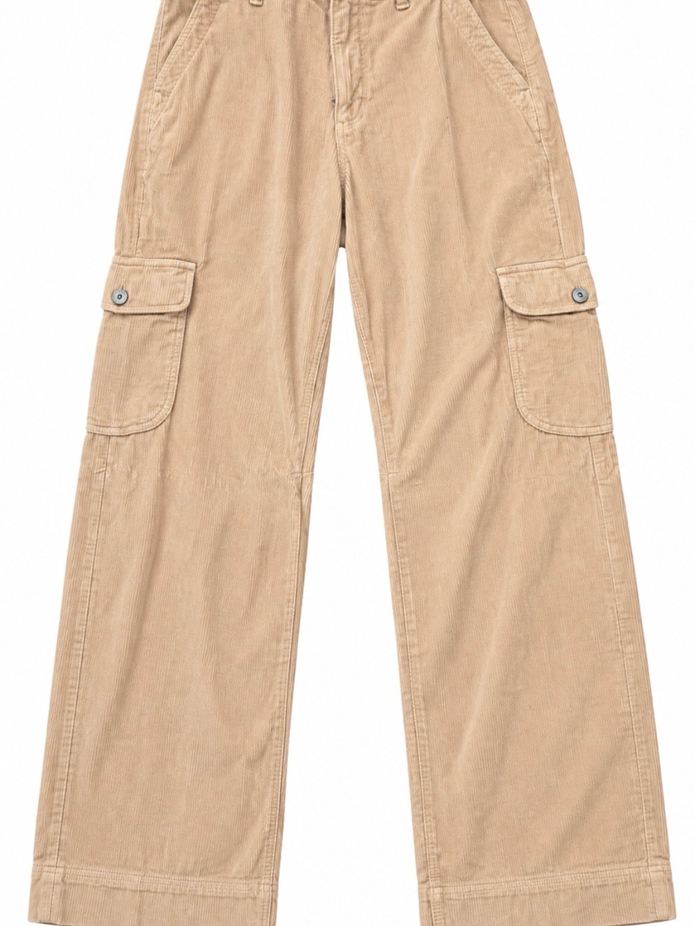 American Eagle Outfitters Beige Wide-Leg Cargo Corduroy Pants